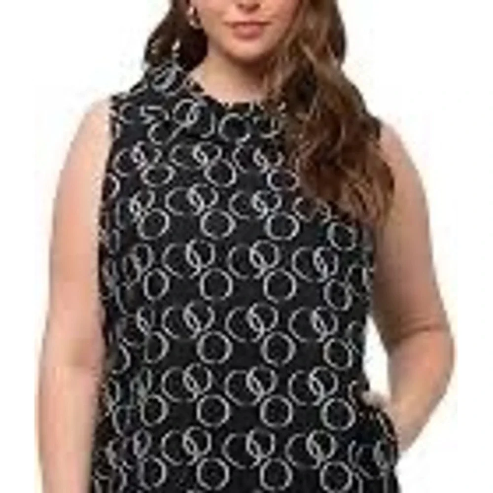 NWT Ulla‎ Popken Geometric Circle Print Cowl Neck Shift Dress 20/22 Fun